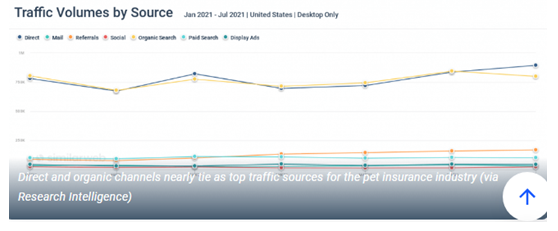 Figure 4: performance of content marketing in the market of pet insurance. 