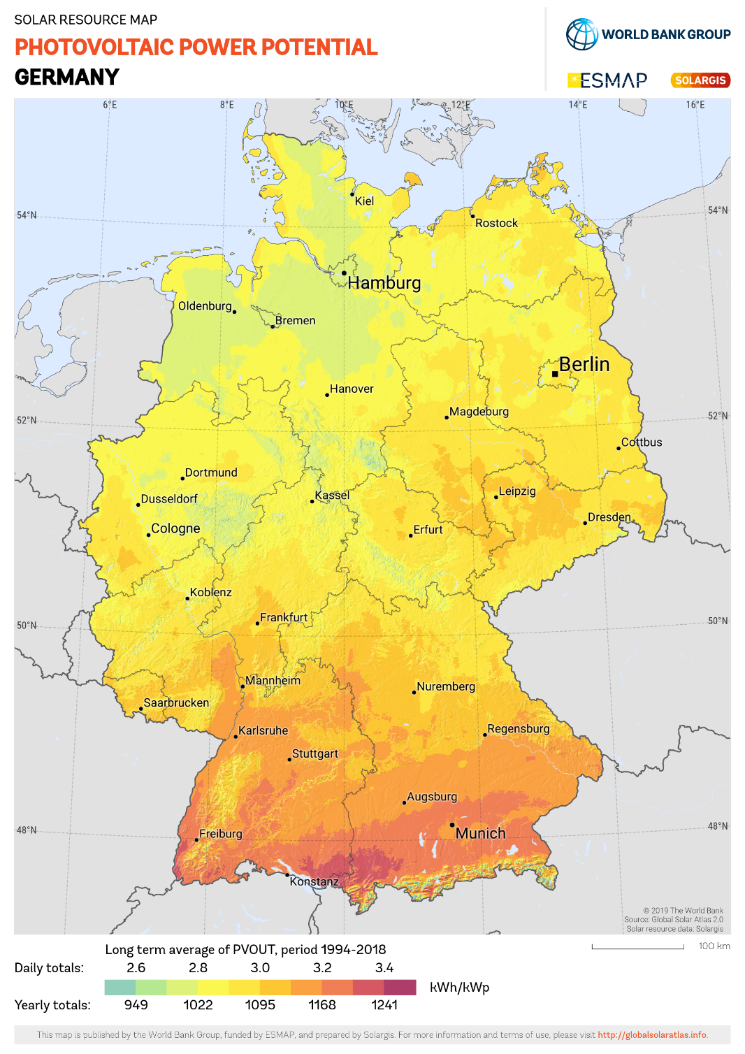 Solar irradiance level of Germany 
